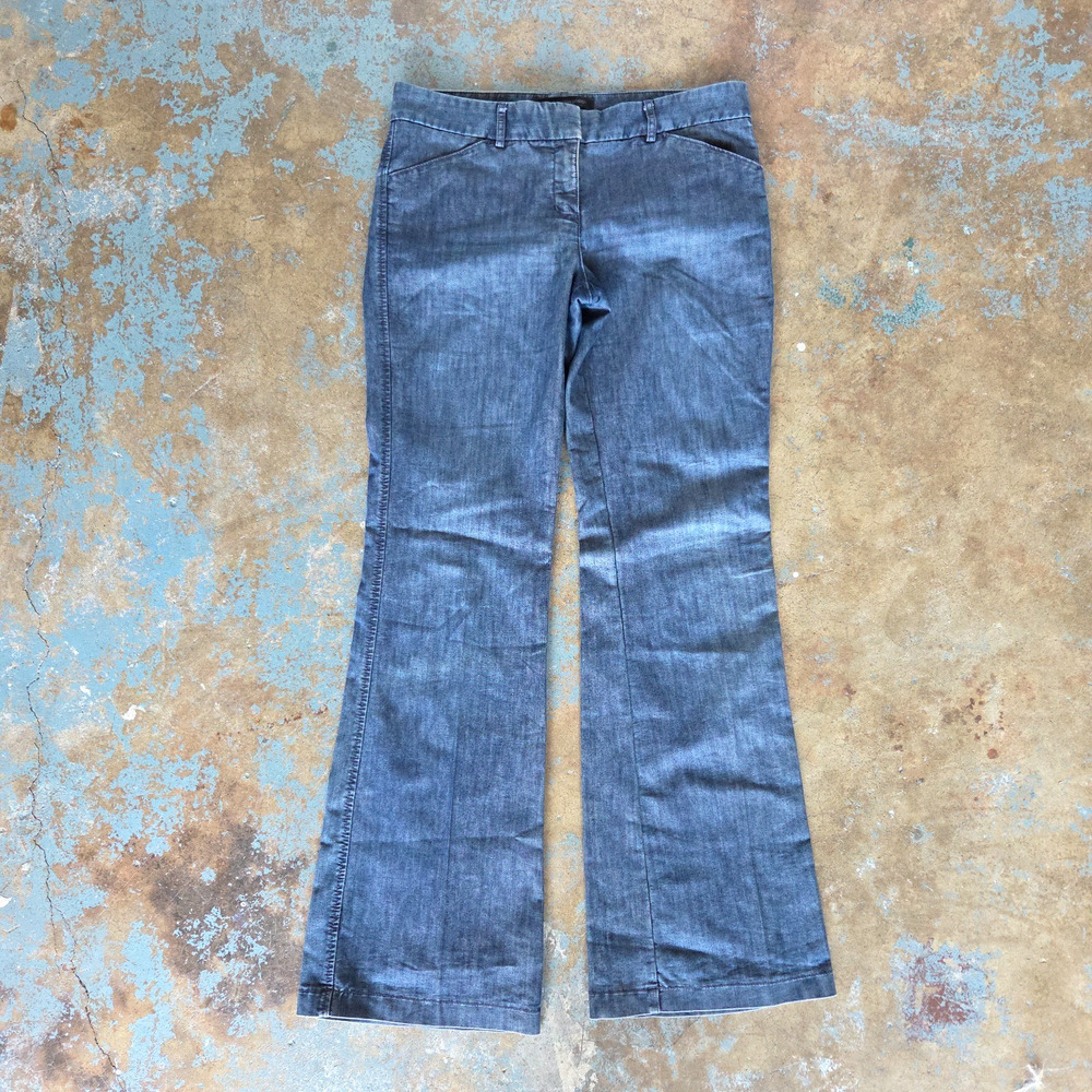 Vintage Y2K Express Editor Wide Leg Jeans Size 6 Trousers Flat Front Dark Wash